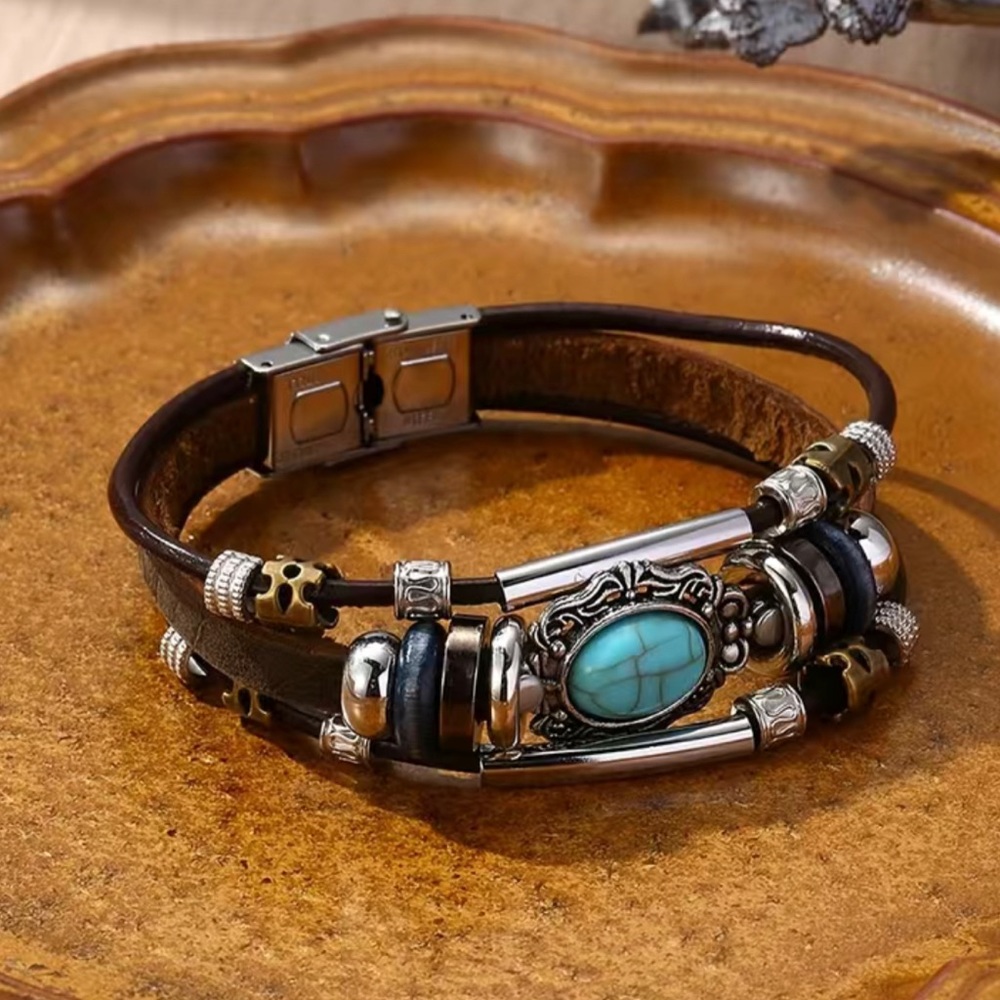 Boho Leather Bangle Bracelet